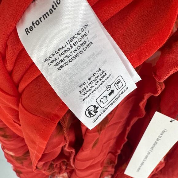 Reformation Women's Coral Bloom Aiko Dress Size 6 - Picture 8 of 11